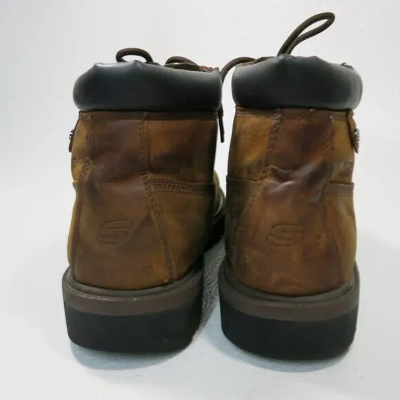 Skechers Nubuck Leather Waterproof Hiking Men's Work Boots Soft Toe Sz 10