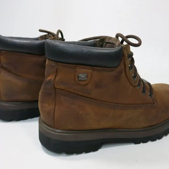 Skechers Nubuck Leather Waterproof Hiking Men's Work Boots Soft Toe Sz 10