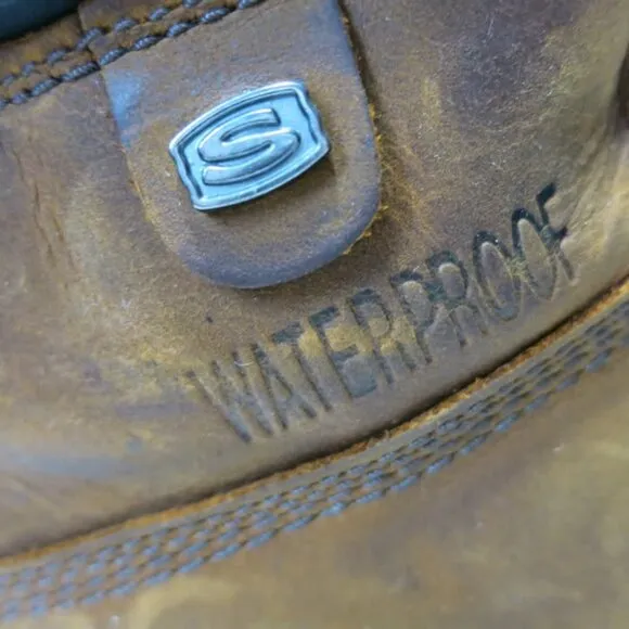 Skechers Nubuck Leather Waterproof Hiking Men's Work Boots Soft Toe Sz 10