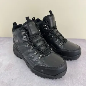 SKECHERS Relment Traven Men's 9 Black Leather Waterproof Hiking Boots 65529