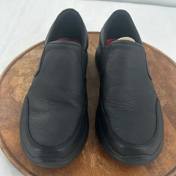 Skechers Work Shoes Mens 11 77071 Black Slip On Leather Bronwood Comfort