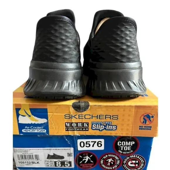 SKECHERS® Work Tilido - Black Ombray Comp Toe Sneakers Work Shoes Women's 8.5