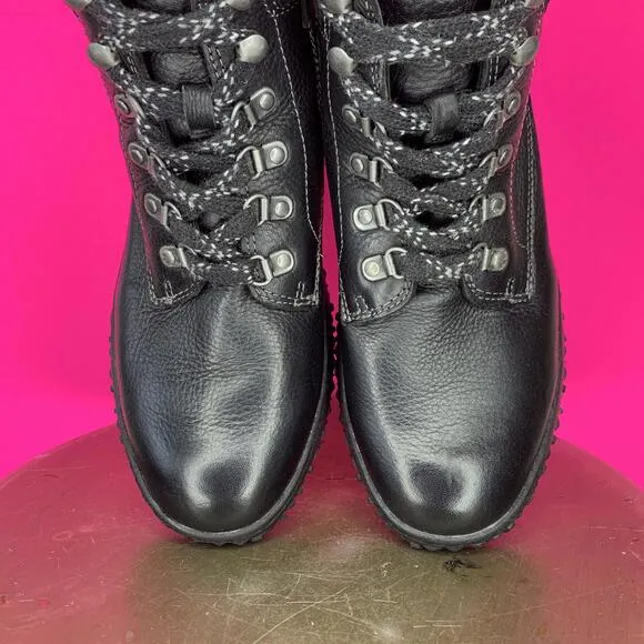 Sofft Amoret Waterproof Black Leather Lace-Up Ankle Boot