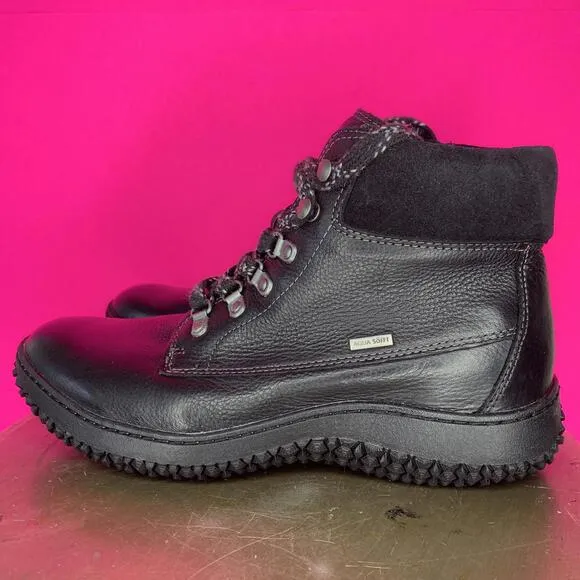 Sofft Amoret Waterproof Black Leather Lace-Up Ankle Boot
