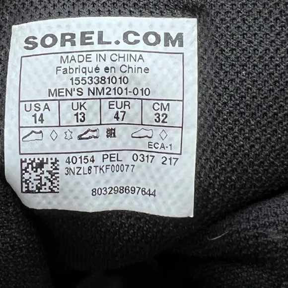 Sorel Ankeny Waterproof Boots men’s size 14