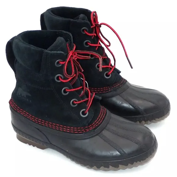 Sorel Boots Youth Cheyanne II Black Mountain Red NY2673-011 US Size 4Y Wns 5.5-6