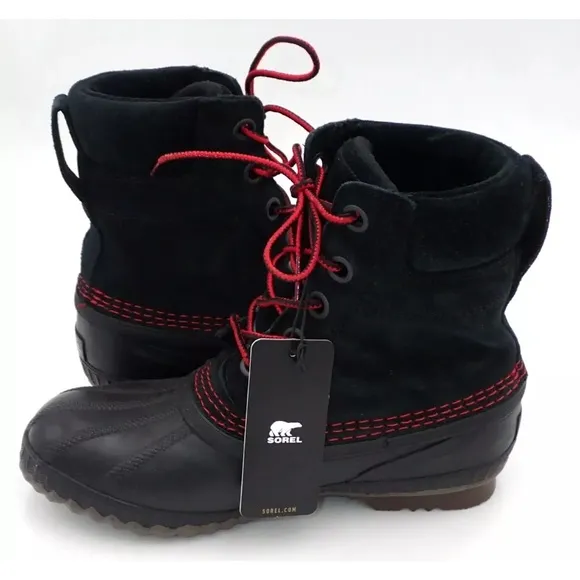 Sorel Boots Youth Cheyanne II Black Mountain Red NY2673-011 US Size 4Y Wns 5.5-6
