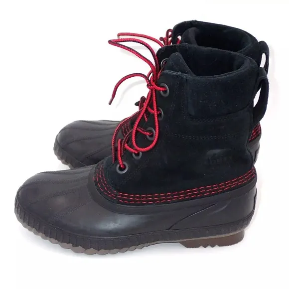 Sorel Boots Youth Cheyanne II Black Mountain Red NY2673-011 US Size 4Y Wns 5.5-6