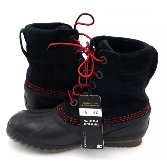 Sorel Boots Youth Cheyanne II Black Mountain Red NY2673-011 US Size 4Y Wns 5.5-6