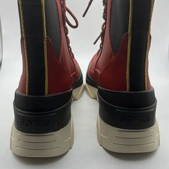Sorel Brex Lace-Up Waterproof Bootie Heel Cozy Lace red Boots Women Size 9 NWB