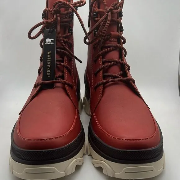 Sorel Brex Lace-Up Waterproof Bootie Heel Cozy Lace red Boots Women Size 9 NWB