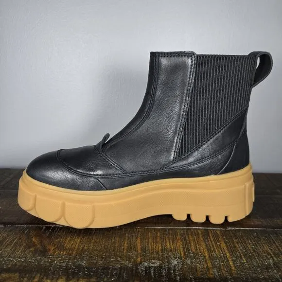 Sorel Caribou X Womens Size 8.5 Platform Waterproof Leather Ankle Boots Black