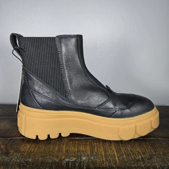 Sorel Caribou X Womens Size 8.5 Platform Waterproof Leather Ankle Boots Black