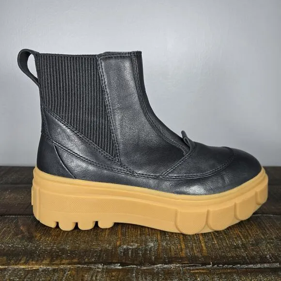 Sorel Caribou X Womens Size 8.5 Platform Waterproof Leather Ankle Boots Black