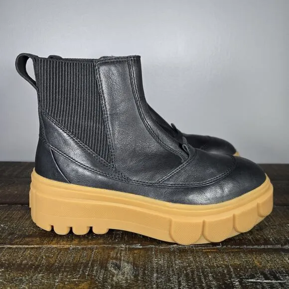 Sorel Caribou X Womens Size 8.5 Platform Waterproof Leather Ankle Boots Black