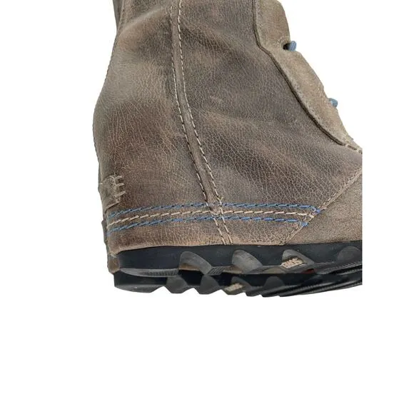 Sorel Cate the Great Size 8.5 Tall High Wedge Boots Brown Gray Waterproof