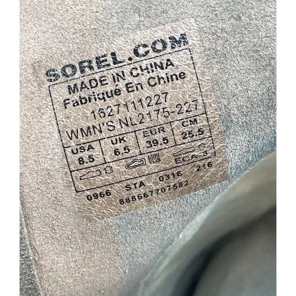 Sorel Cate the Great Size 8.5 Tall High Wedge Boots Brown Gray Waterproof