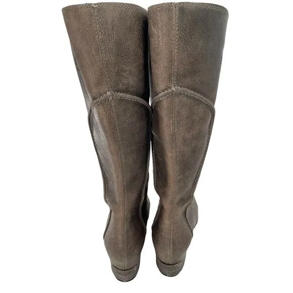 Sorel Cate the Great Size 8.5 Tall High Wedge Boots Brown Gray Waterproof