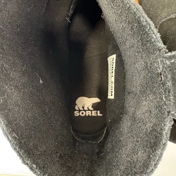 SOREL Cate Womens Size 7 Black Waterproof Suede Pull-On Boot Stacked Heel