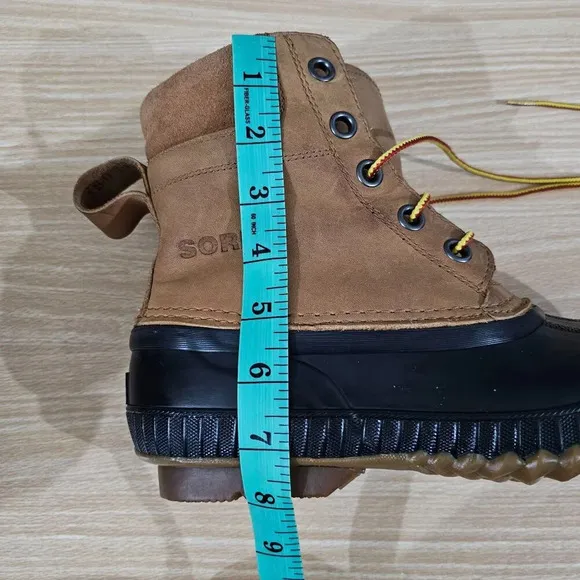 Sorel Cheyanne II Lace Duck Boot Waterproof Mens Chipmunk Brown Leather Size 8