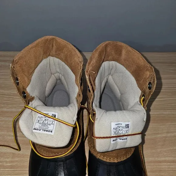 Sorel Cheyanne II Lace Duck Boot Waterproof Mens Chipmunk Brown Leather Size 8