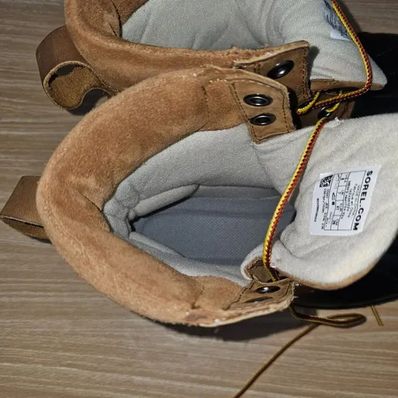 Sorel Cheyanne II Lace Duck Boot Waterproof Mens Chipmunk Brown Leather Size 8