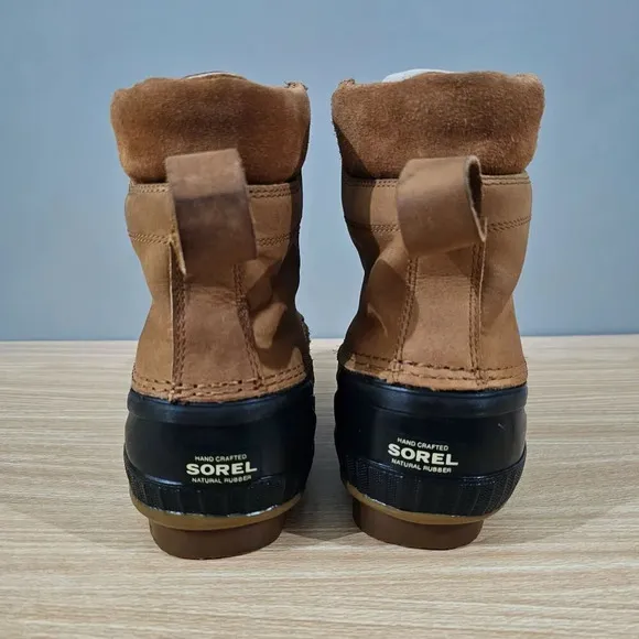 Sorel Cheyanne II Lace Duck Boot Waterproof Mens Chipmunk Brown Leather Size 8