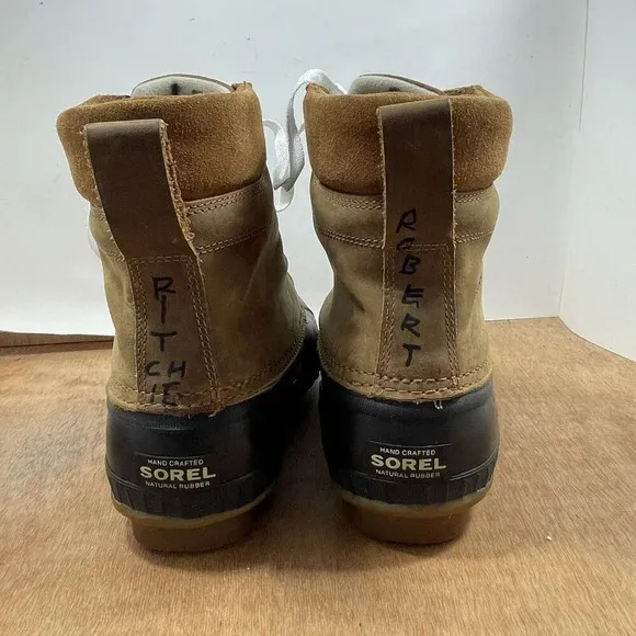 Sorel Cheyanne Men Size 10 Waterproof Brown Leather Rubber Duck Boot NM1704-224