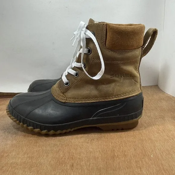 Sorel Cheyanne Men Size 10 Waterproof Brown Leather Rubber Duck Boot NM1704-224