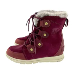 Sorel Explorer Joan Winter Boots Faux Fur Dark Red Suede Leather SZ 6 New