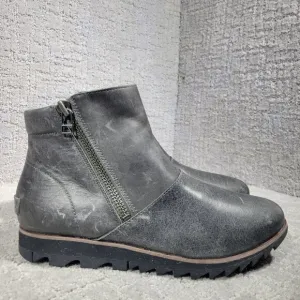 Sorel Harlow Women's Size 7.5 Gray Leather Waterproof Zip Ankle Boots NL3735-052