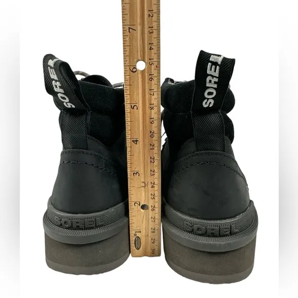Sorel Hi-Line Hiker Black Round Toe Waterproof Ankle Boot Bootie