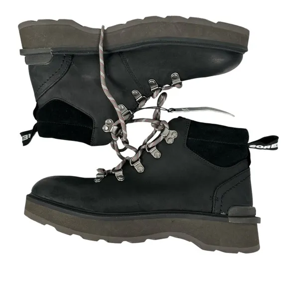 Sorel Hi-Line Hiker Black Round Toe Waterproof Ankle Boot Bootie