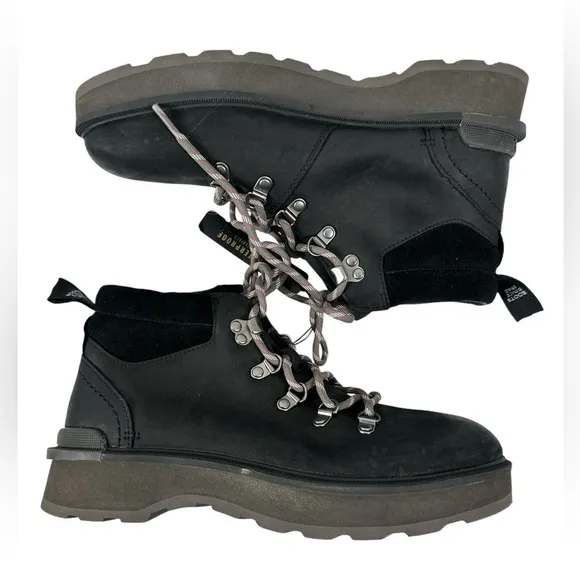 Sorel Hi-Line Hiker Black Round Toe Waterproof Ankle Boot Bootie