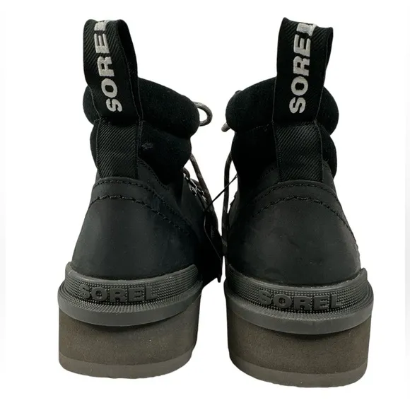 Sorel Hi-Line Hiker Black Round Toe Waterproof Ankle Boot Bootie