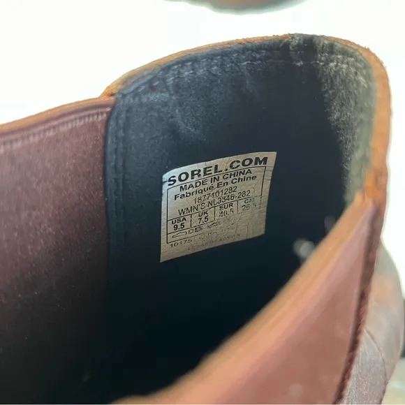 Sorel Joan Of Arctic Wedge II Brown Leather Waterproof Chelsea Ankle Boots 9.5