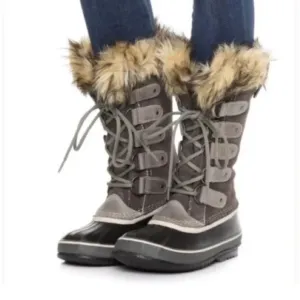 Sorel Joan of Arctic Women’s Gray  Suede Waterproof Lace Up Winter Boots