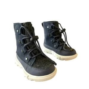 Sorel Kids Waterproof Winter Boots Size 8 Navy Leather &amp; Wool