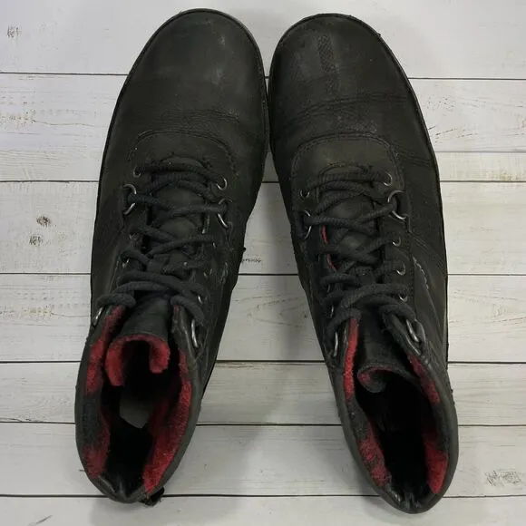 Sorel Lace Up Leather Rain Boots Mens Size 10.5 Buffalo Plaid Lined Waterproof