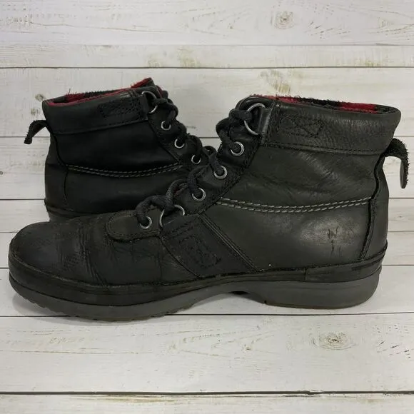 Sorel Lace Up Leather Rain Boots Mens Size 10.5 Buffalo Plaid Lined Waterproof