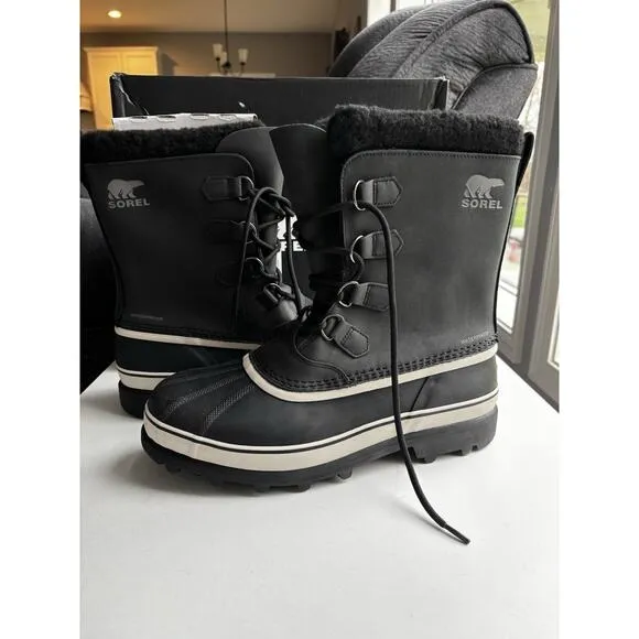Sorel Men's Caribou Waterproof Winter Leather Boot Black- NEW w/ Box Size 13