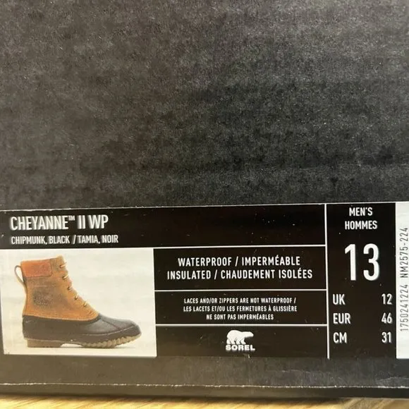 Sorel Men's Cheyenne II Waterproof Winter Boots Brown, Size 13 M