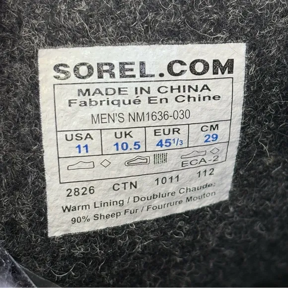 Sorel Men's Woodbine Canvas Rubber Outdoor Lace Up Ankle Boots Grey Size‎ 11