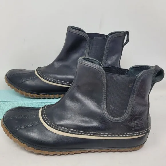 Sorel Out N About Chelsea Duck Boots Womens Sz 9 NL2410-010 Blk Waterproof 99%!