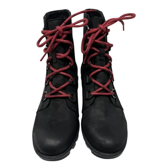 Sorel Phoenix Short Lace Waterproof Black Leather Boots Size 9
