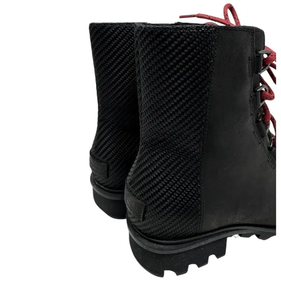 Sorel Phoenix Short Lace Waterproof Black Leather Boots Size 9
