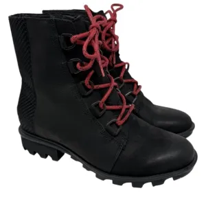 Sorel Phoenix Short Lace Waterproof Black Leather Boots Size 9