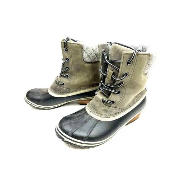 Sorel Slimpack II Lace Up Snow Boots Duck Leather Rubber Women's 9 Waterproof