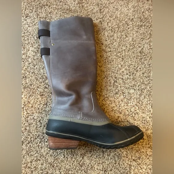 Sorel Slimpack Tall II Equestrian Waterproof Riding Boots Womens 9 Gray Black