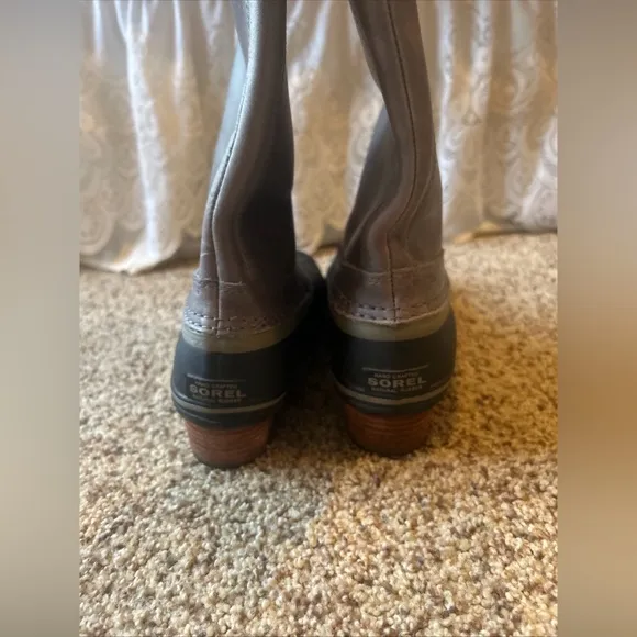 Sorel Slimpack Tall II Equestrian Waterproof Riding Boots Womens 9 Gray Black